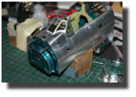 A6M2 Zero fuselage oil tank painted. 1:15 scale. Scratch built in metal by Rojas Bazán.