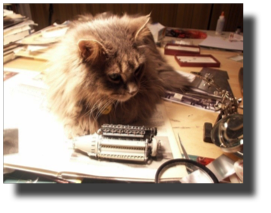 Mishi the Modeler Cat and the Allison V-1710-33 scale model. Mishi the Modeler Cat and the Allison V-1710-33 scale model.