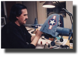 Guillermo Rojas Bazán working on his first F4U "birdcage" in 1991. Scratch metal model, scale 1:15.