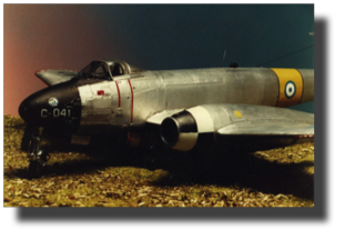 Gloster Meteor Mk IV. Scratch built in metal by Guillermo Rojas Bazán. Scale 1:24. Made in 1986.