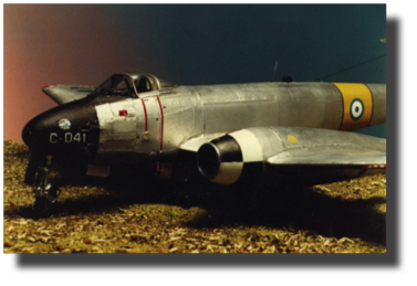 Gloster Meteor Mk IV. Scratch built in metal by Guillermo Rojas Bazán. Scale 1:24. Made in 1986.